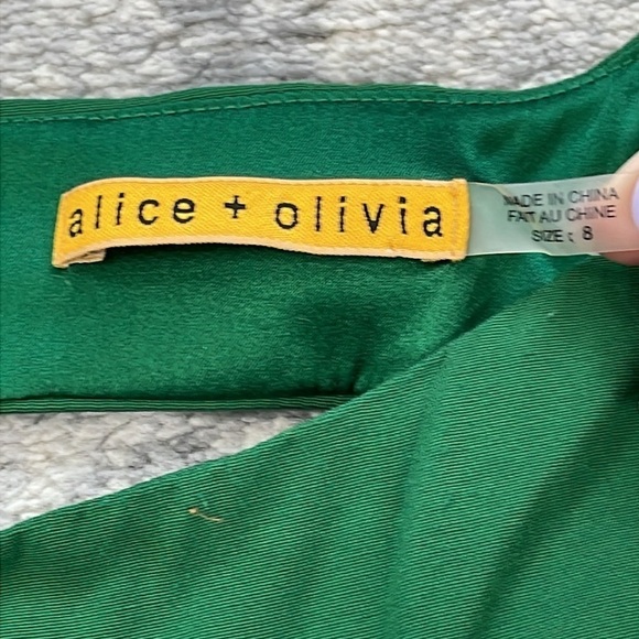 Alice + Olivia Spelling Side Peplum Pencil Mini Dress Open Back Kelly Green Sz 8 - Picture 5 of 10